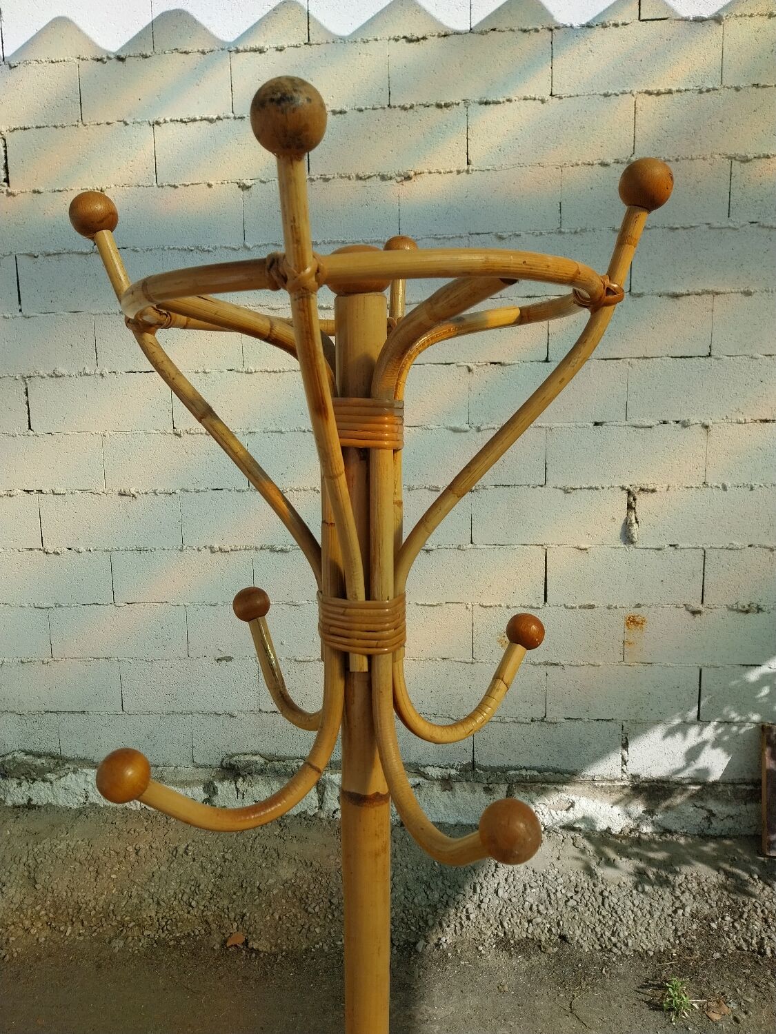 Rattan coat rack