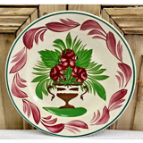 7 dessert plates XIX Sarreguemines stencil decoration