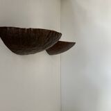 Paire d'appliques vintage, métal rouillé traité, France, 1980