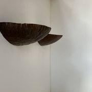 Pair of vintage wall lights, treated rusted metal, France, 1980