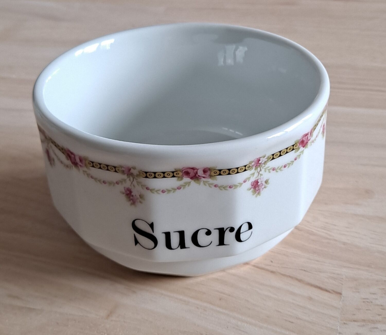 Sucrier guirlande de roses Apilco