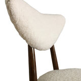 Midcentury White bouclé Heart Chairs, by Kurmanowicz, 1960s, Set of 6