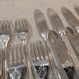 7 forks, 7 fish knives, silver-plated metal, Christofle Marly.