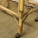 Rolling trolley / Small side table in bamboo and rattan, 1960