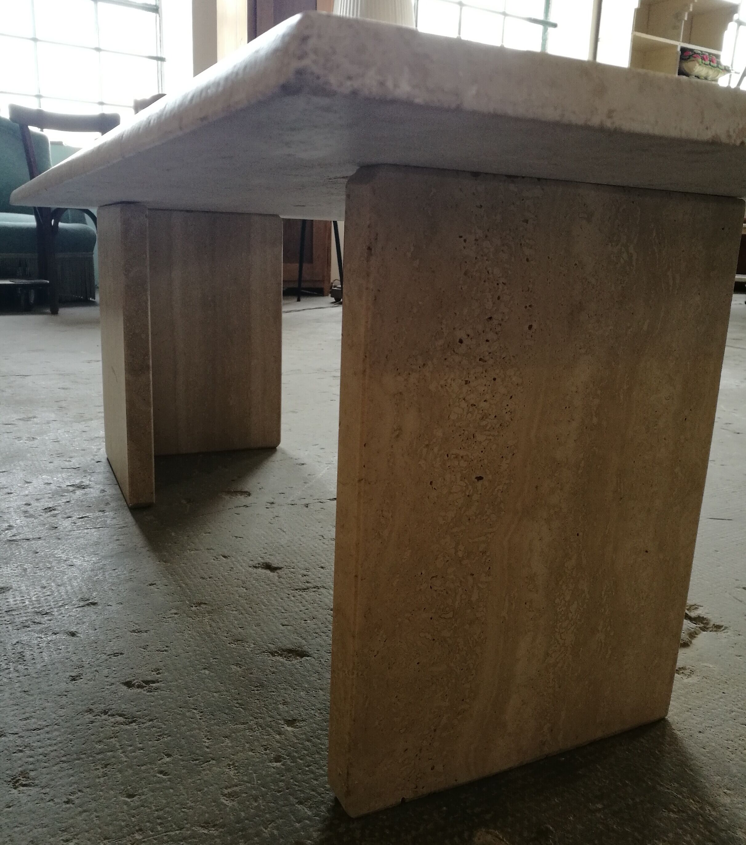 Rectangular travertine coffee table