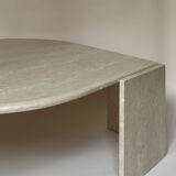 Travertine eye-shaped coffee table