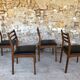 Set of 4 Scandinavian chairs teak and black skai 60s