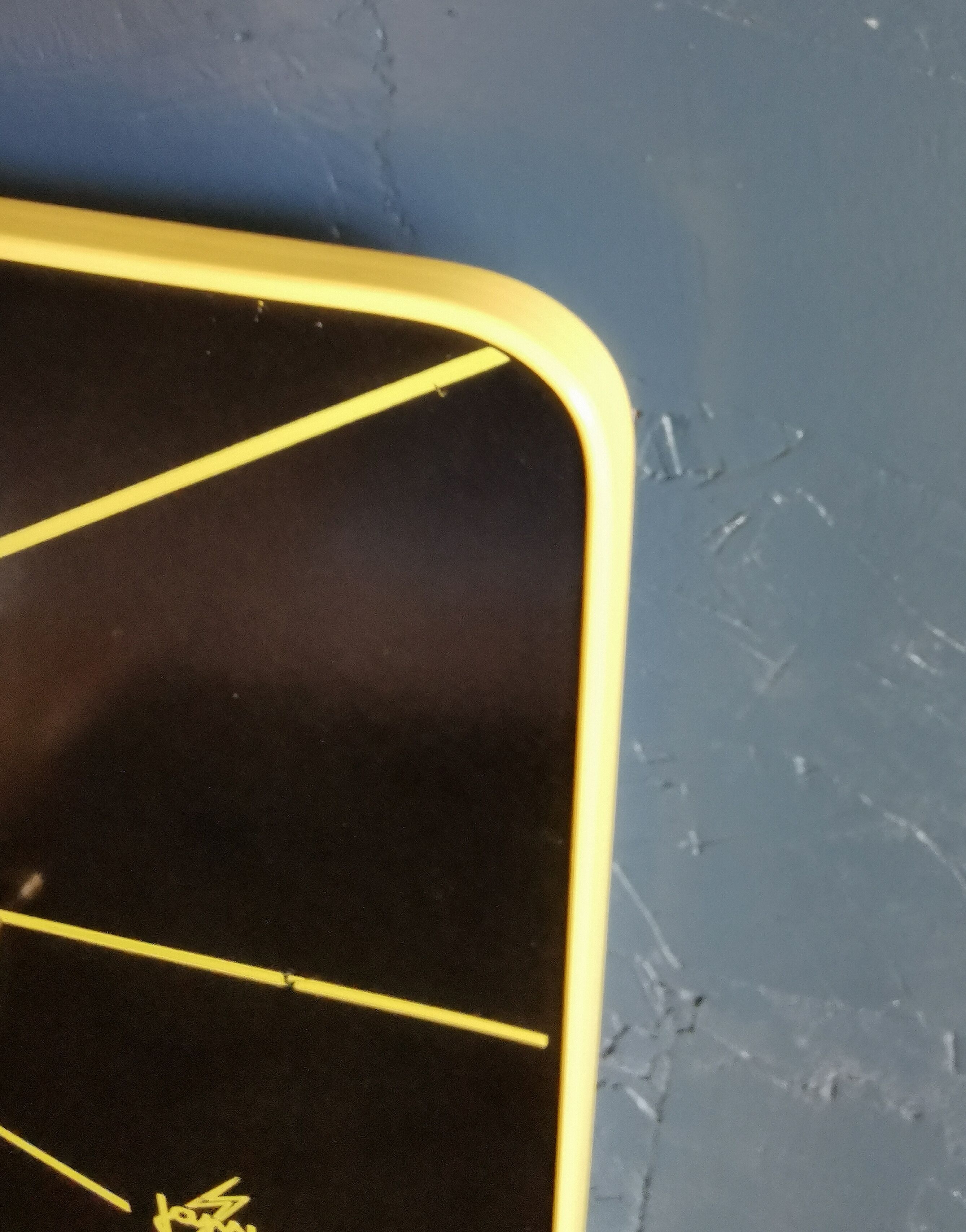 Vintage formica clock silent rectangular wall clock "Japy electric black yellow"