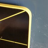 Vintage formica clock silent rectangular wall clock "Japy electric black yellow"