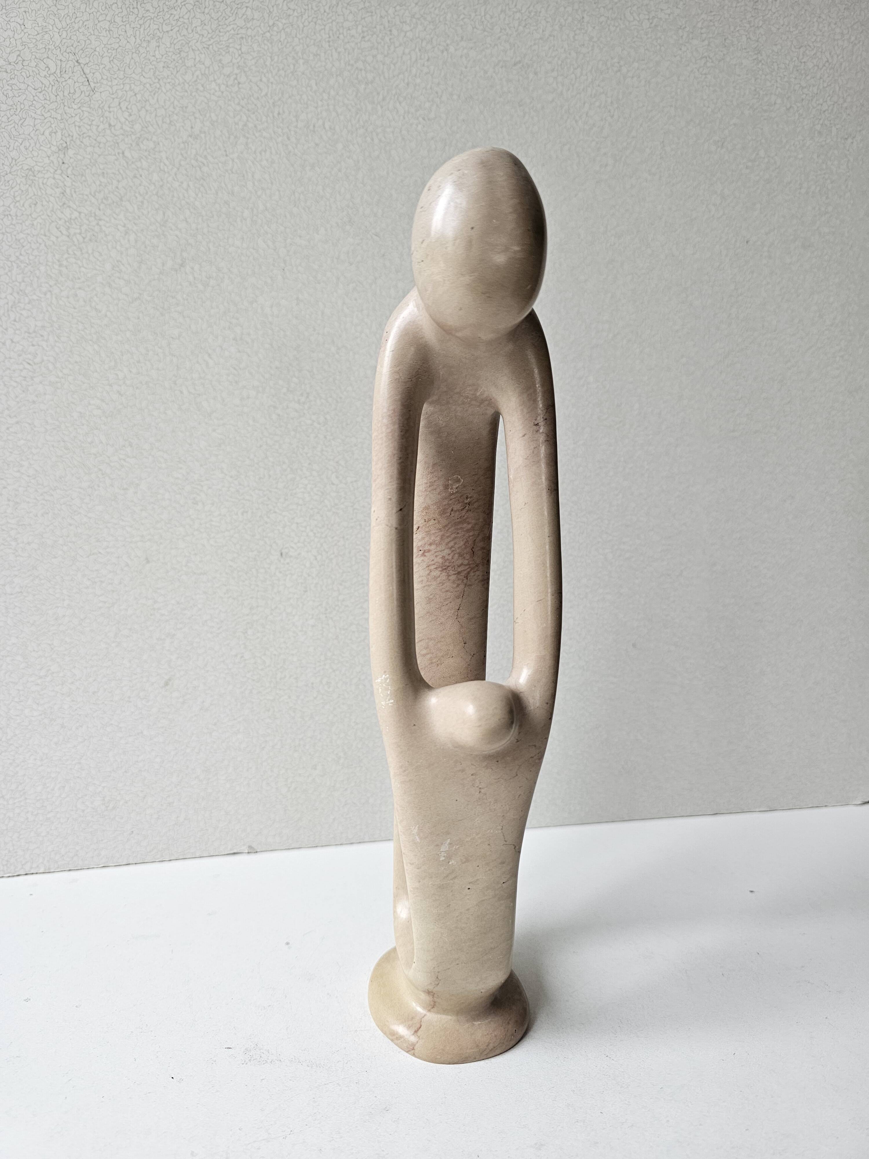 Soapstone Sculpture - Parenting Woman and Child Modern Design