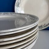 service de 10 assiette plate ancienne Longchamp terre de fer Belleville