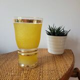Vase granité jaune et doré