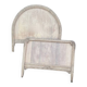 Antique solid wood bed with a carved rounded headboard — Louis XV style
