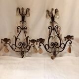 Pair of old sconces with candle holders and tassels