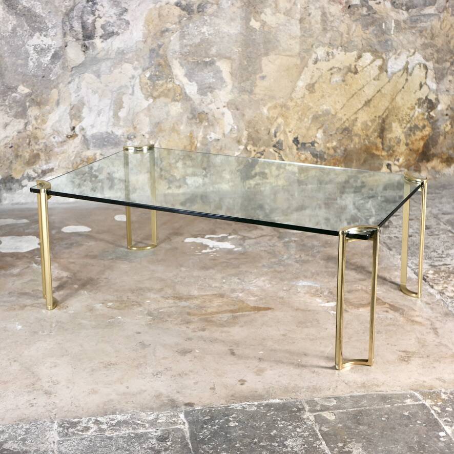 Brass and glass coffee table model T24 by Peter Ghyczy