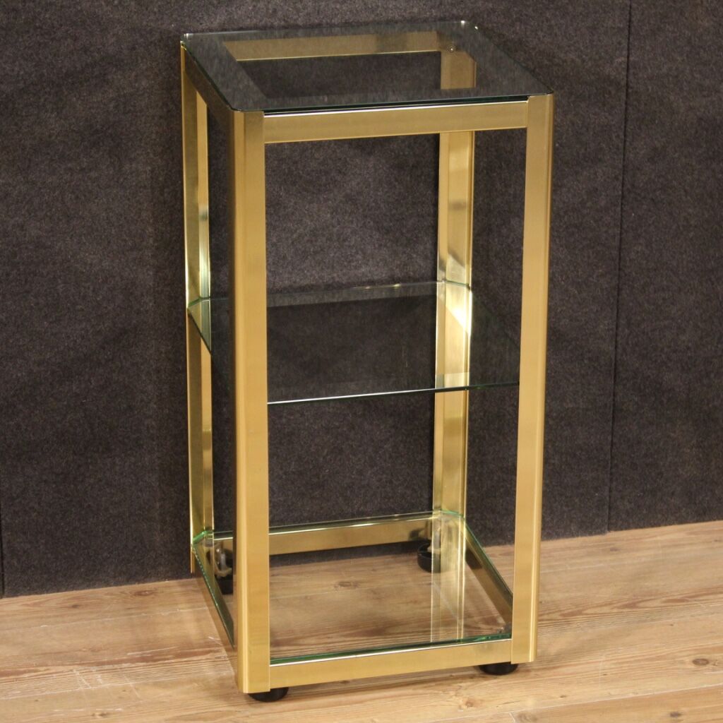 Design coffee table in golden metal from the 80s