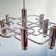 Chromed metal chandelier, design Gaetano Sciolari, 70s