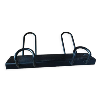 School coat rack 2 hooks patinated metal matte black deco dp 0423030