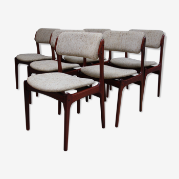 Lot de 6 chaises de salle à manger en bois de rose - modèle 49 - conçu par Erik Buch - Danemark - année 60