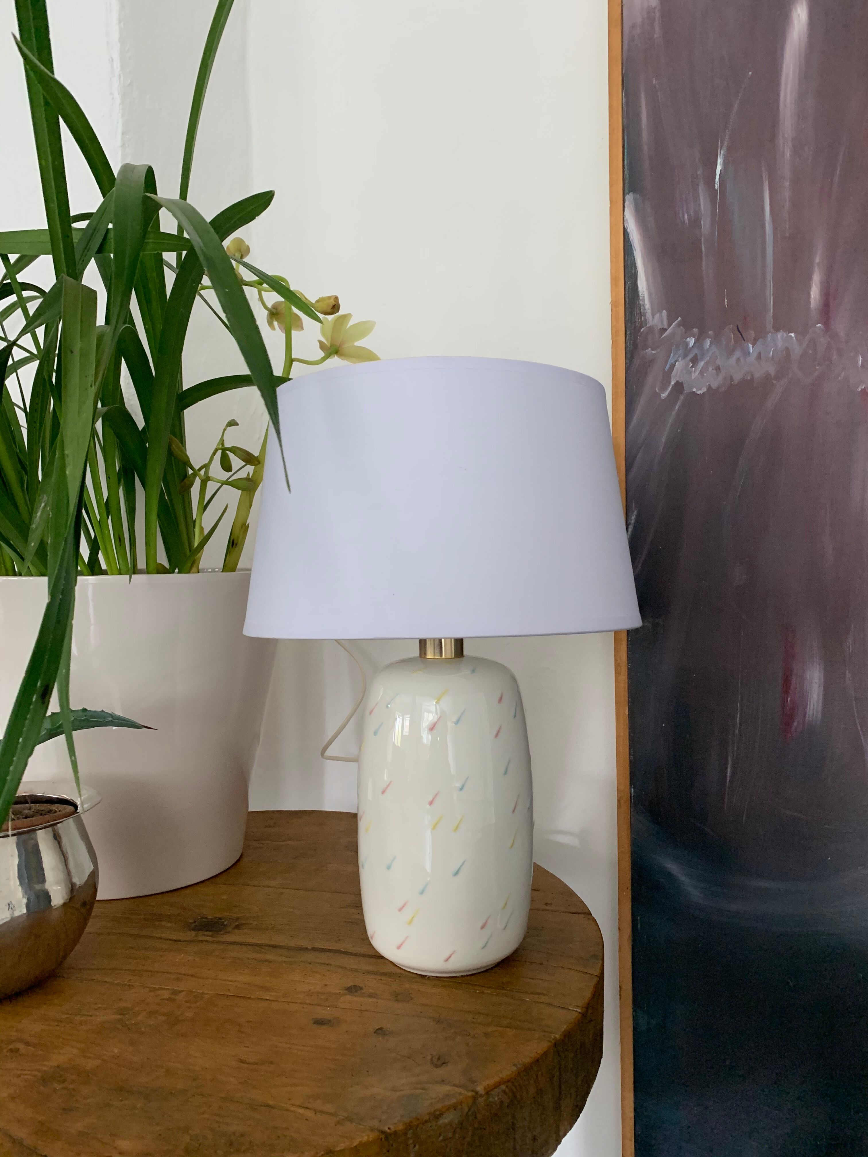 Vintage opalin glass lamp Italian 80s