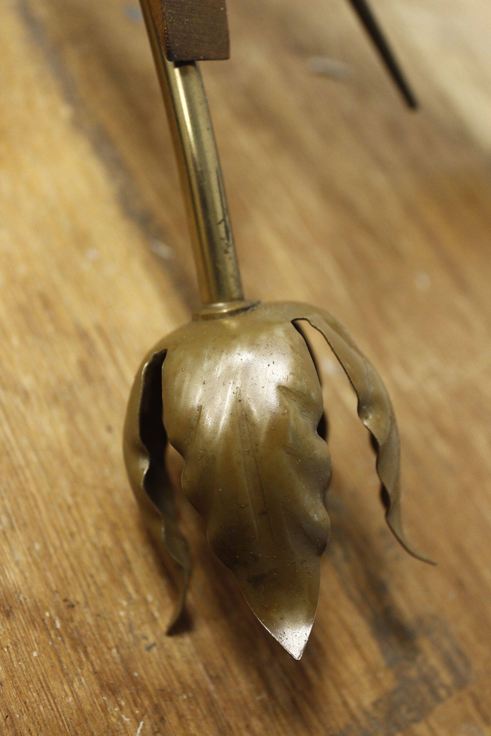 Sputnik chandelier 8 lights copper, teak & brass, Italy 1960s