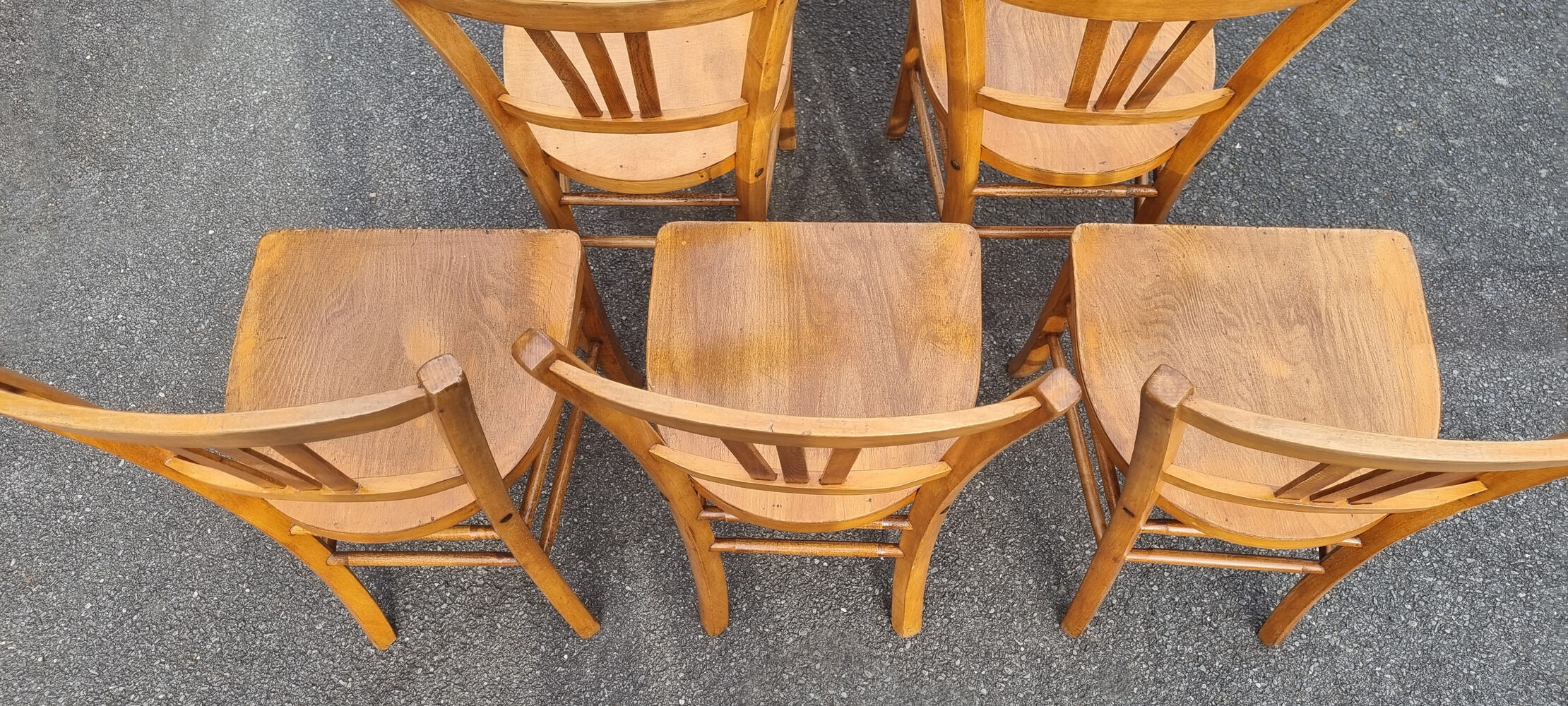 6 Luterma bistro chairs, blond wood, vintage, 50s