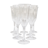 Set of 8 champagne flutes in cut crystal