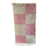 Pink white checkered small rug