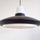 Set of 2 black and white pendant lamps for Nordisk Solar, Denmark 1960's