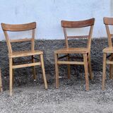 Series of 4 vintage wooden bistro chairs