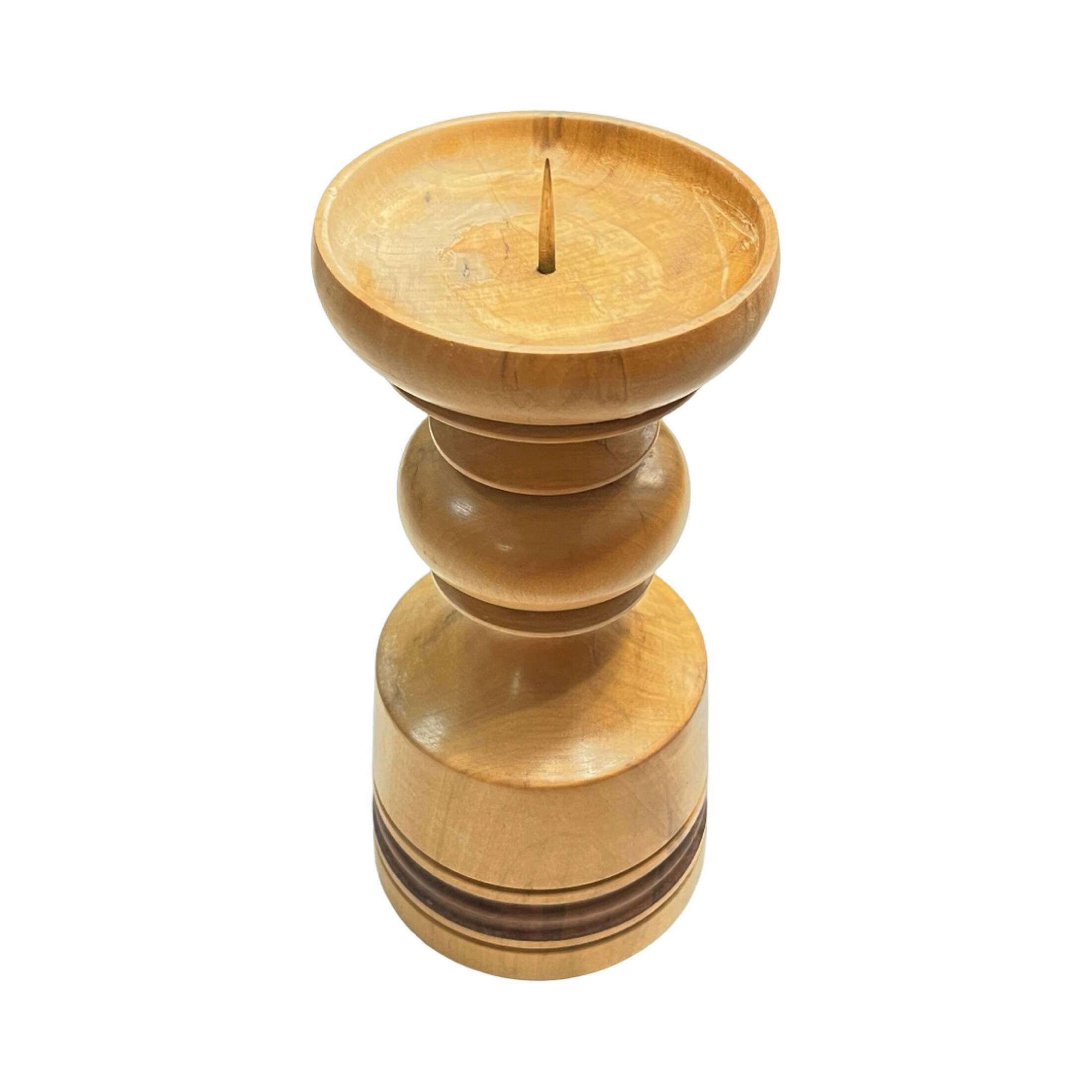 Large, turned wooden candlestick, Belgium, 1970s.