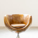 Leather swivel armchairs, early twenty-first century, set of 2