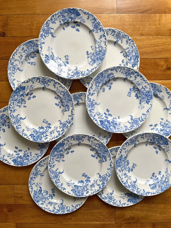12 petites assiettes plates ''Campanule'' Saint Amand et Hamage