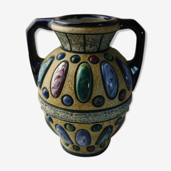 Ancient vase, jeweled/ jeweled decoration, Amphora Czecho-Slovakia