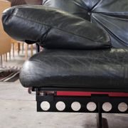 Corner sofa opening in leather and coffee table in marble by pierluigi cerri for frau, 1980s
