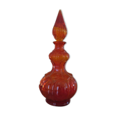 Empoli Italy decanter in orange structured glass 60s 70s