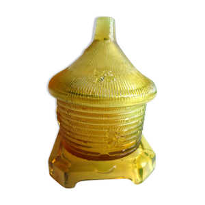 Boite verre jaune miel, pot à