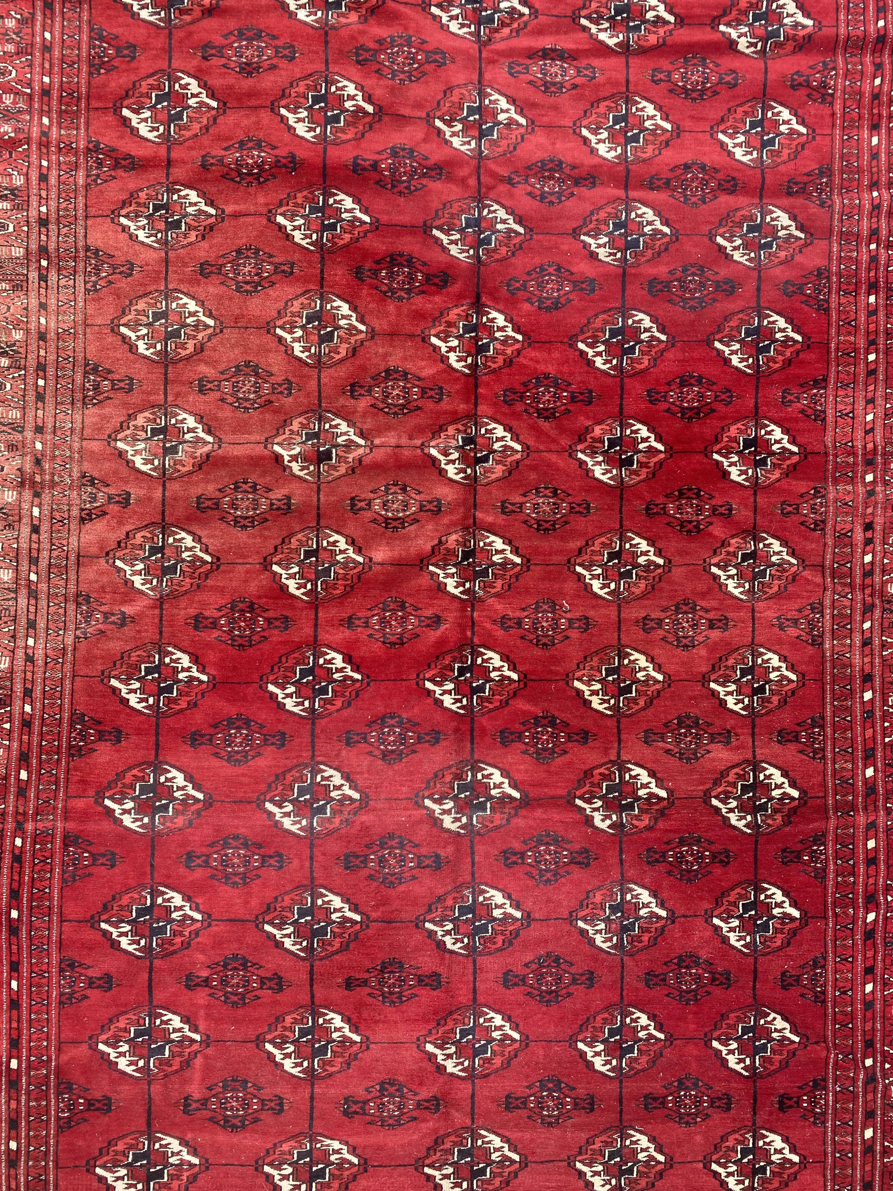 Nice big vintage carpet Bokhara handmade 200x282 cm