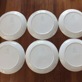 6 green and yellow checkered plates, tea towel