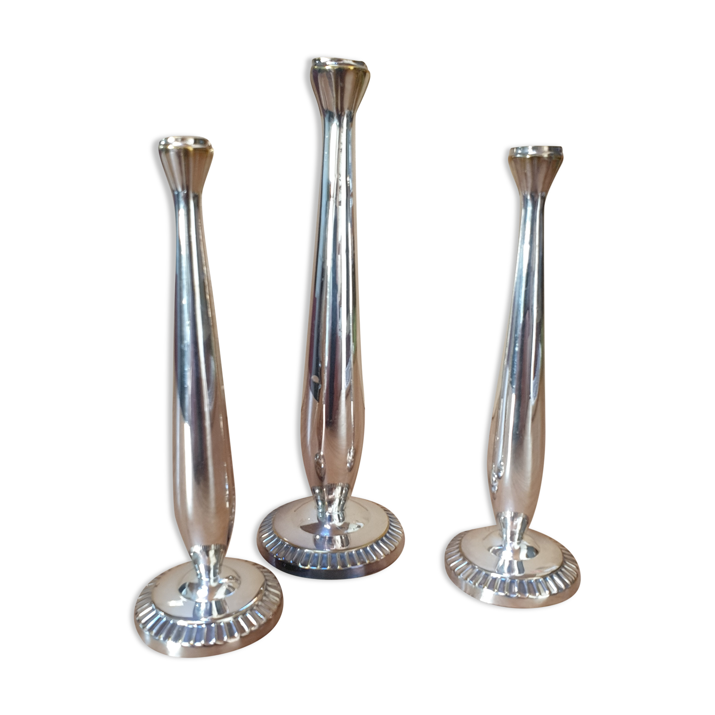 Set of 3 silver metal soliflores