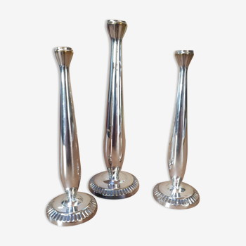 Set of 3 silver metal soliflores