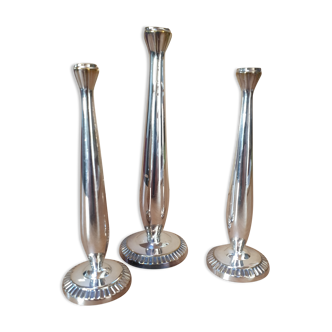 Set of 3 silver metal soliflores