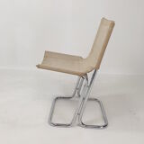 Set of 2 italian canvas and chromed metal chairs, 1970's