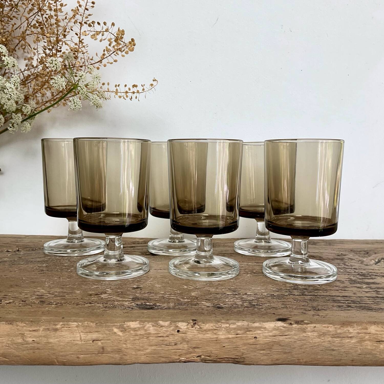 6 small smoked glasses luminarc france