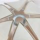1970s ceiling light with floral design, light beige shade with gold finish.
