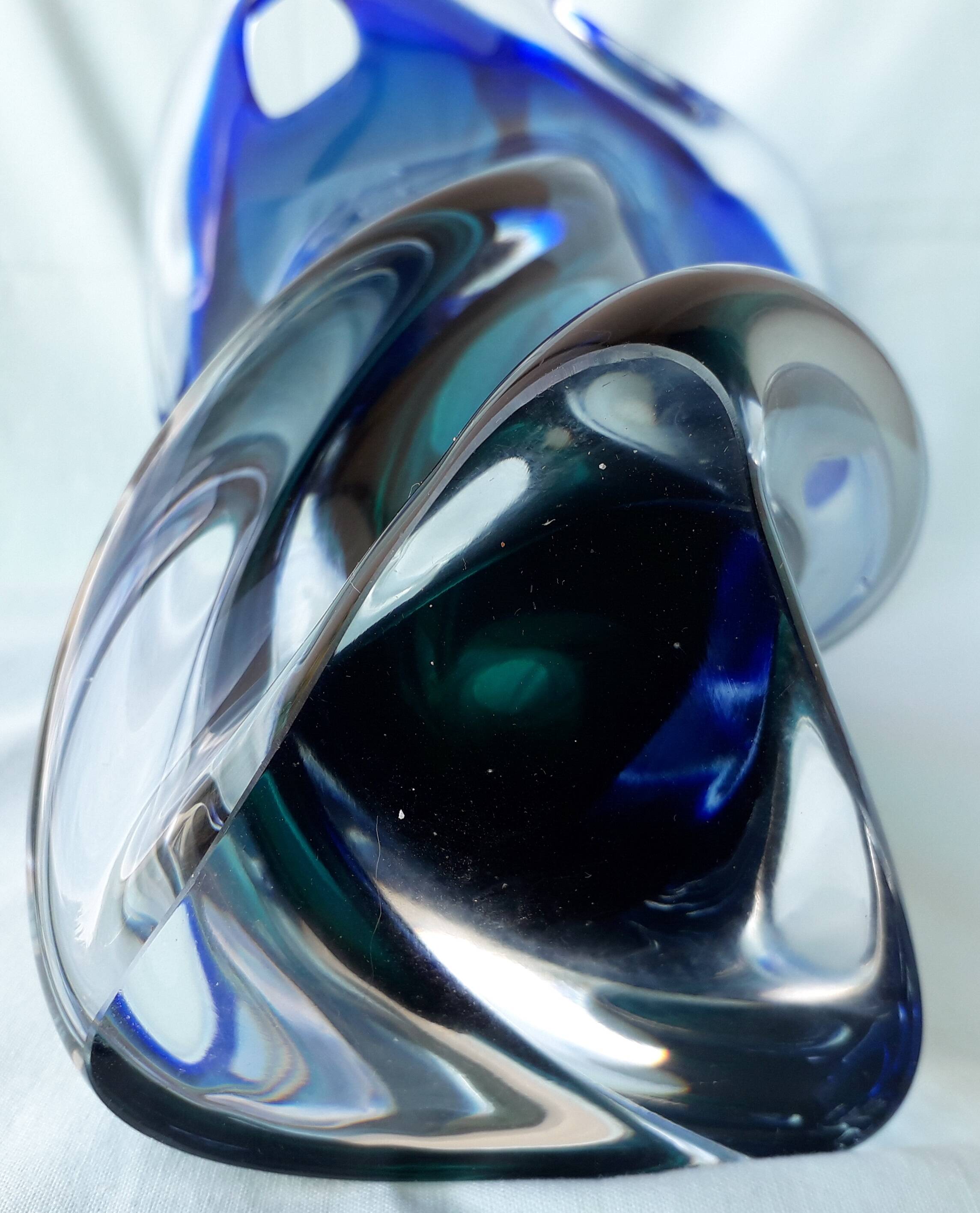 Blue glass vase in Murano style
