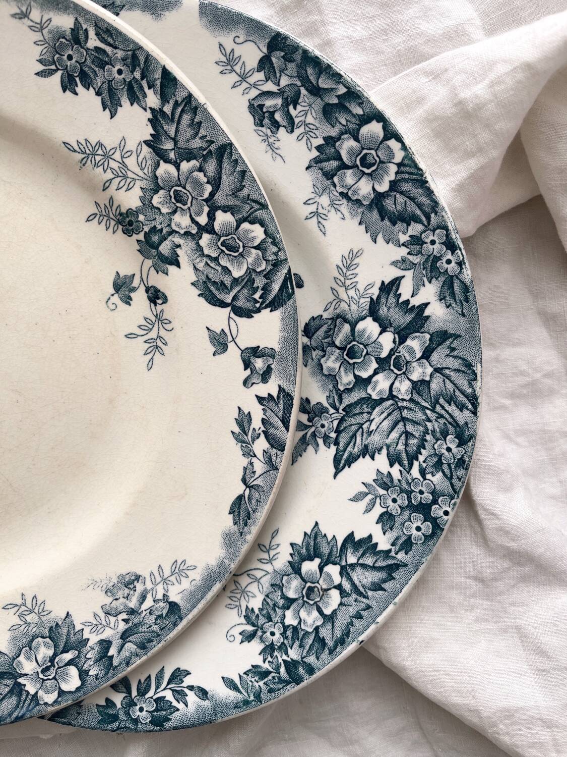 2 flat ironstone plates “Marie Louise” Saint Amand and Hamage