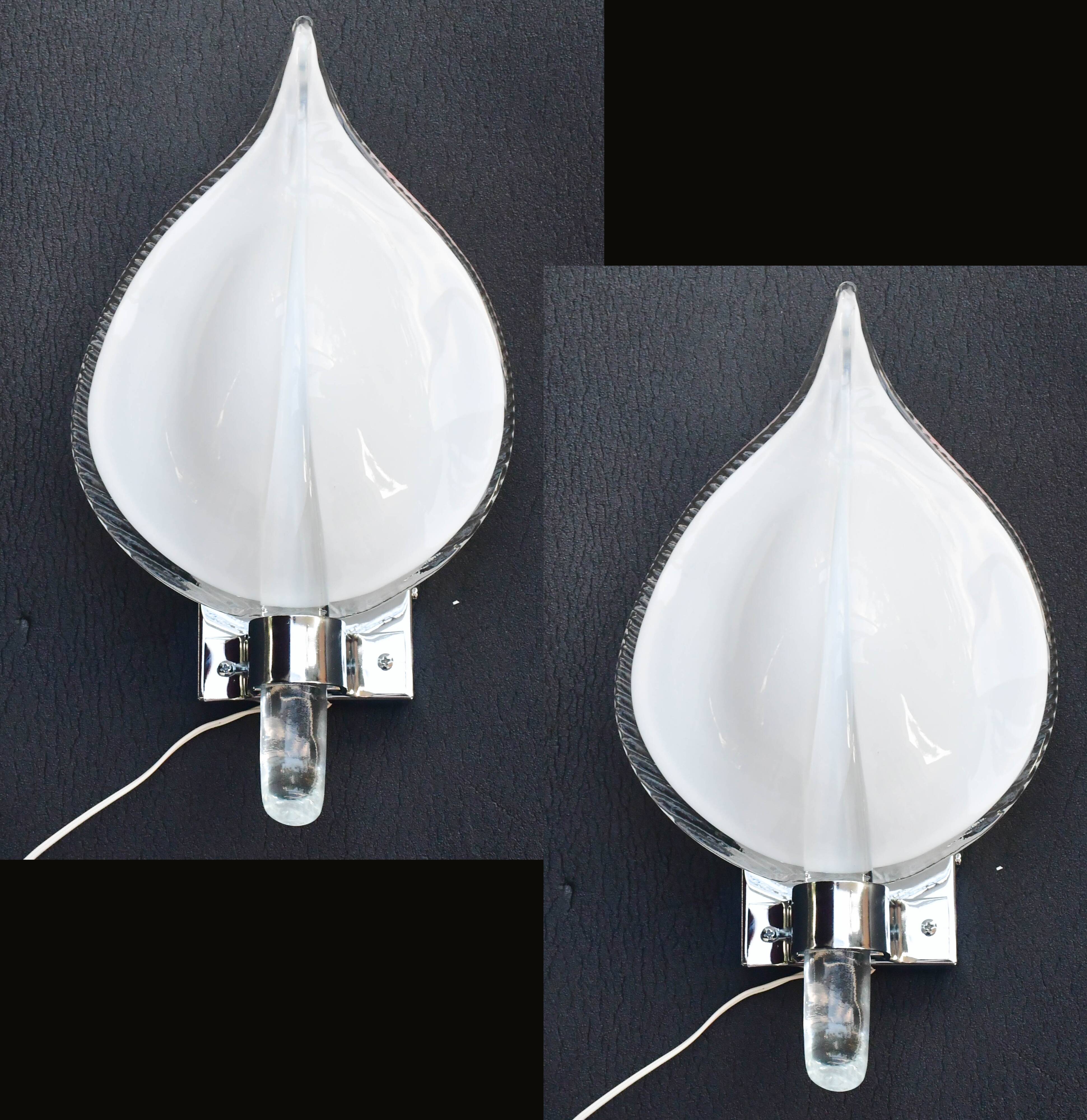 Set of 2 Murano wall lights by Franco Luce, 1970s