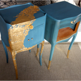blue deep and gold nightstand