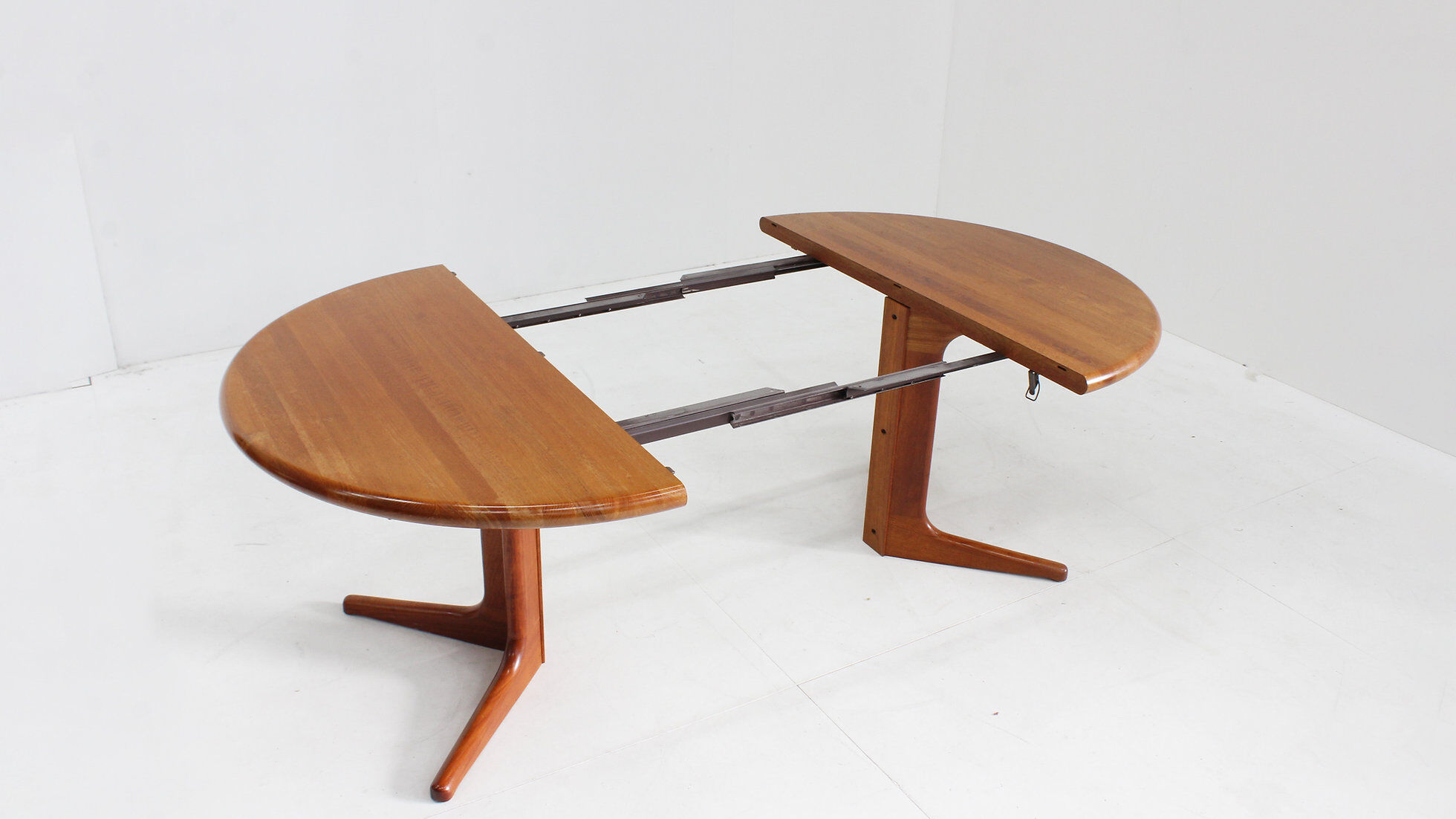 Vintage Glostrup Danish round extendable dining table solid teak